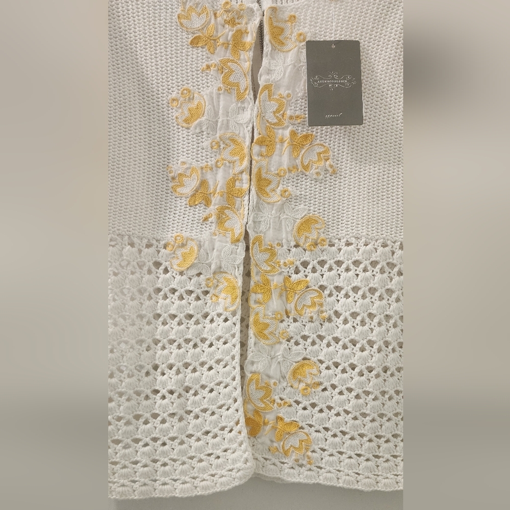 Anthropologie Field&Flower White and Yellow Floral Knit Top, Size Small, Cotton. - Picture 2 of 12